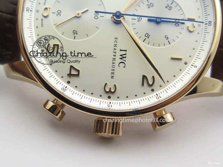 MIROTIME 0418 Portuguese Chrono RG IW371480 ZF 1:1 Best Edition White Dial On Brown Leather Strap A7750 V HighPerformance 7266